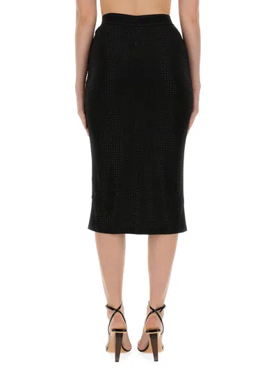Versace Jeans Couture Fitted High-waisted Midi Perforated Skirt In Black