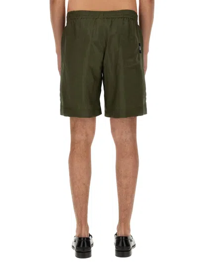 Msgm Elastic Waistband Cupro Bermuda Shorts In Green