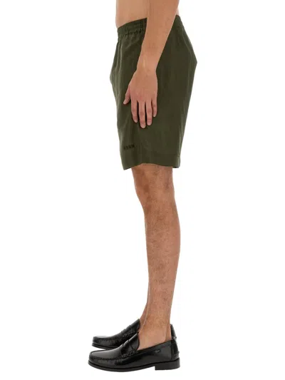 Msgm Elastic Waistband Cupro Bermuda Shorts In Green