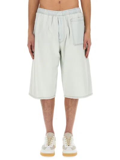Mm6 Maison Margiela Oversize Knee Length Denim Bermuda Shorts In Blue