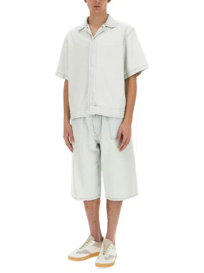 Mm6 Maison Margiela Oversize Knee Length Denim Bermuda Shorts In Blue