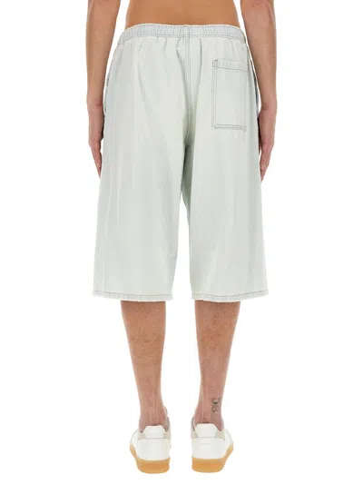 Mm6 Maison Margiela Oversize Knee Length Denim Bermuda Shorts In Blue