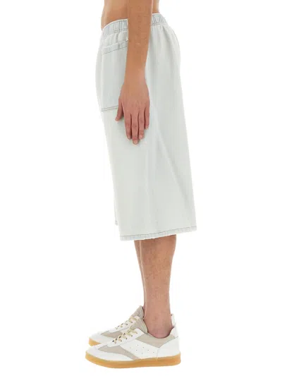 Mm6 Maison Margiela Oversize Knee Length Denim Bermuda Shorts In Blue
