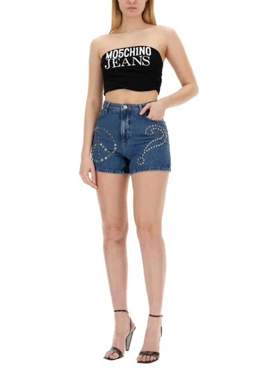 Moschino Denim Bermuda Shorts In Blue