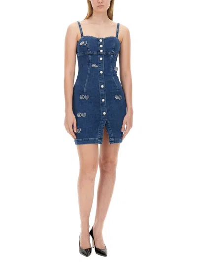 Moschino Symbols Charms Stretch Denim Dress