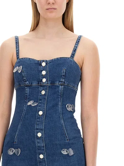Moschino Symbols Charms Stretch Denim Dress