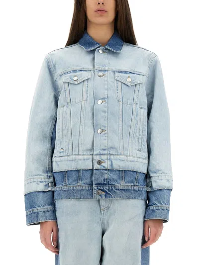 Stella Mccartney Denim Jacket With Contrasting Panel In Blue
