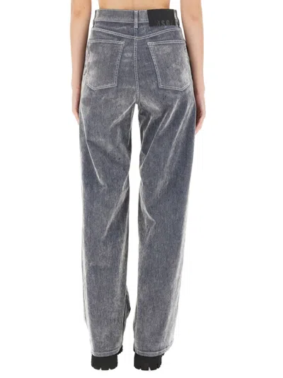 Msgm High-rise Wide-leg Trousers Contrast Stitching In Gray