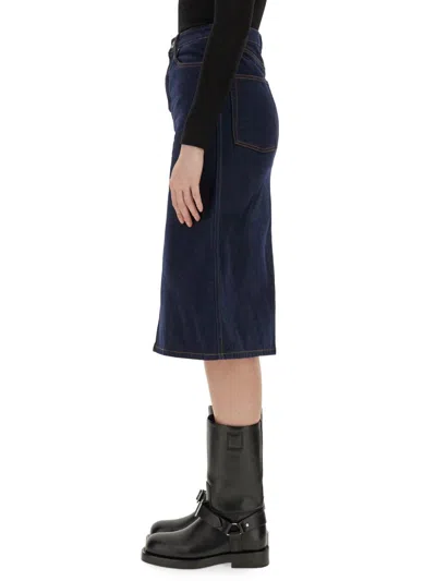 Burberry Midi Skirt In Blue