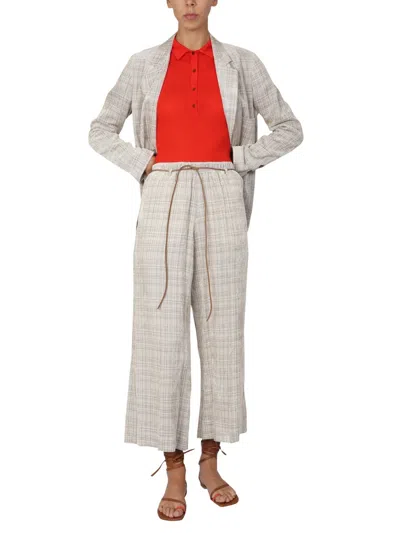 Alysi Tailored Double-breasted Blazer With Notched Lapels In Gray