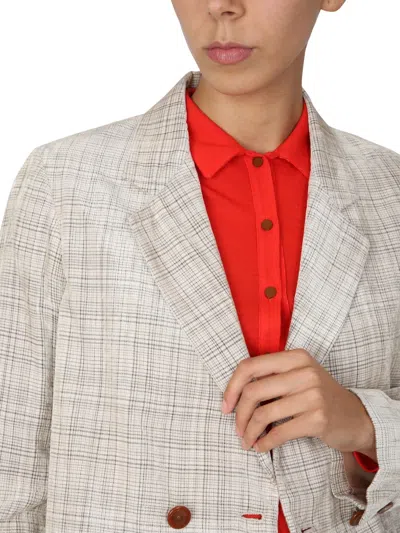 Alysi Tailored Double-breasted Blazer With Notched Lapels In Gray