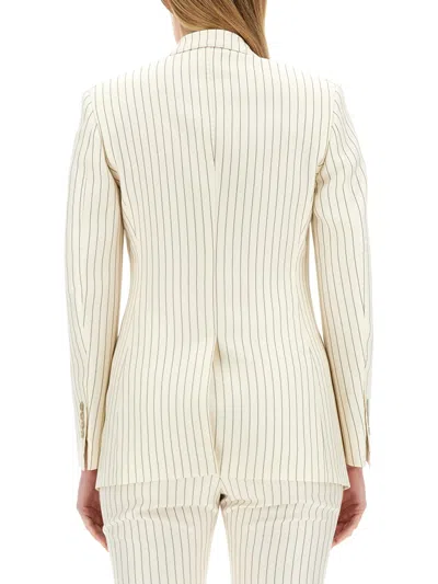 Tom Ford Double-breasted Jacket With Striped Pattern In Neutral