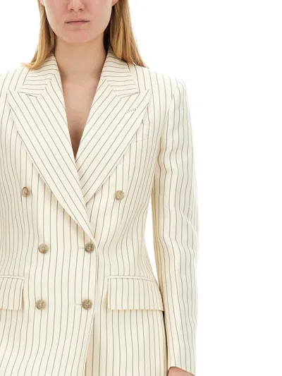 Tom Ford Double-breasted Jacket With Striped Pattern In Neutral