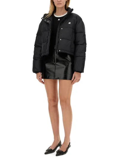 Courrèges Courreges Woman Puffer Black Size M Viscose, Polyurethane, Elastane, Polyamide In Black