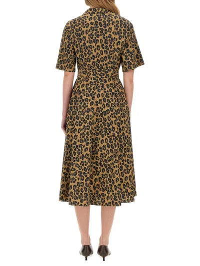 Aspesi Long Dress With Short Sleeves Spotted In Animal Print