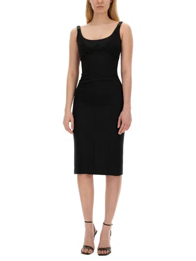 Versace Jeans Couture Dress With Buckles In Black