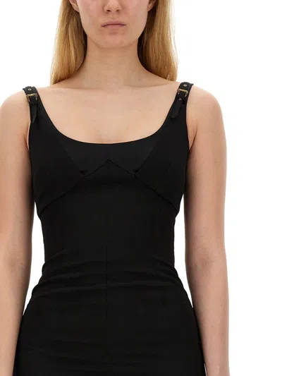Versace Jeans Couture Dress With Buckles In Black