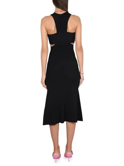 Alexander Mcqueen Black Slashed Harness Midi Dress In Black