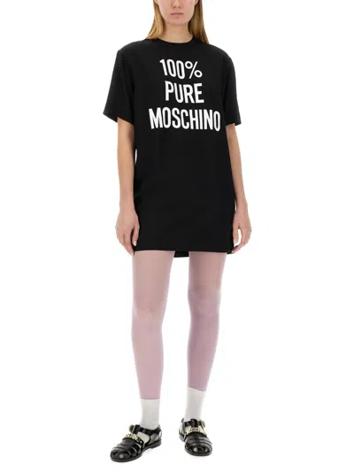 Moschino Couture Dress With Logo In Black