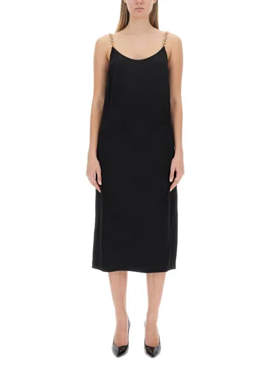 Michael Kors Chain-link Crepe Midi Dress In Black