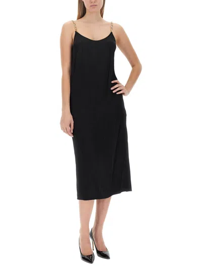 Michael Kors Chain-link Crepe Midi Dress In Black