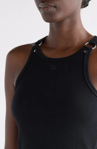 Courrèges Buckle 90s Rib Tank Top In Black