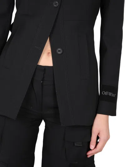 Off-white Off White Wool Single Breasted Jacket In Black