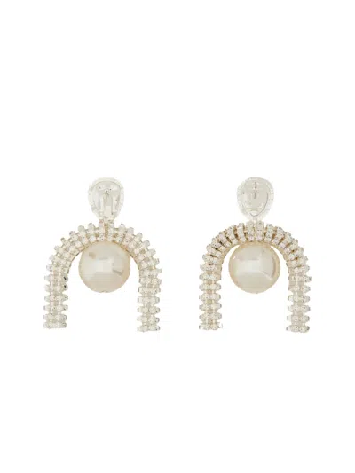 Magda Butrym Silver Colored Earrings With Pendant And Rhinestones In Gold