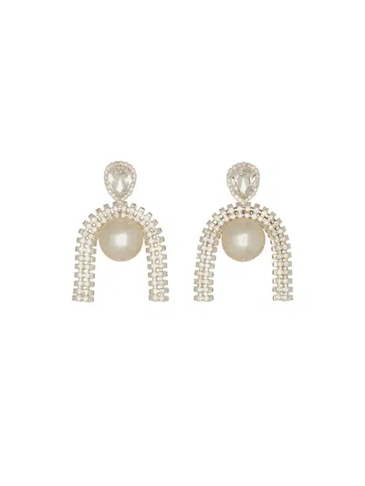 Magda Butrym Silver Colored Earrings With Pendant And Rhinestones In Gold