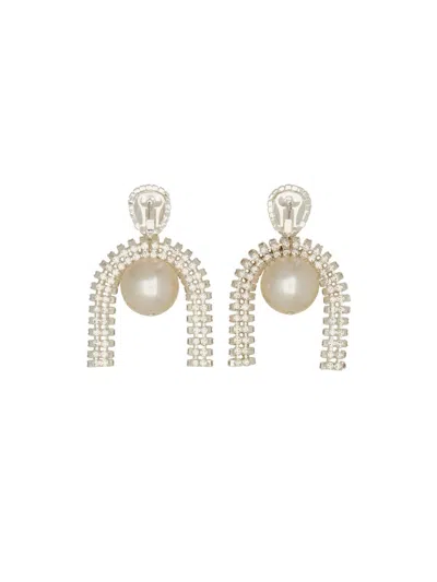 Magda Butrym Silver Colored Earrings With Pendant And Rhinestones In Gold