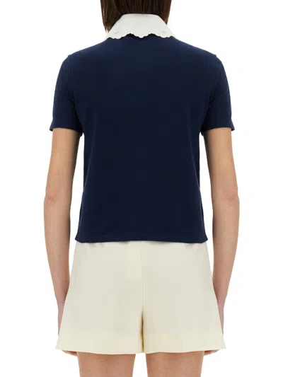 Valentino Garavani Embroidered Cotton Sweatshirt Polo Shirt In Black