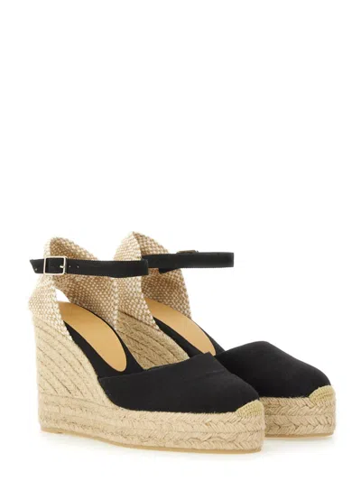 Castaã±er Castaner Bianca Raffia Wedge Espadrilles In Black