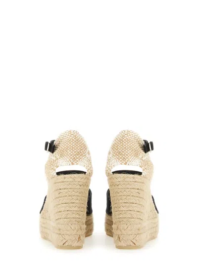 Castaã±er Castaner Bianca Raffia Wedge Espadrilles In Black