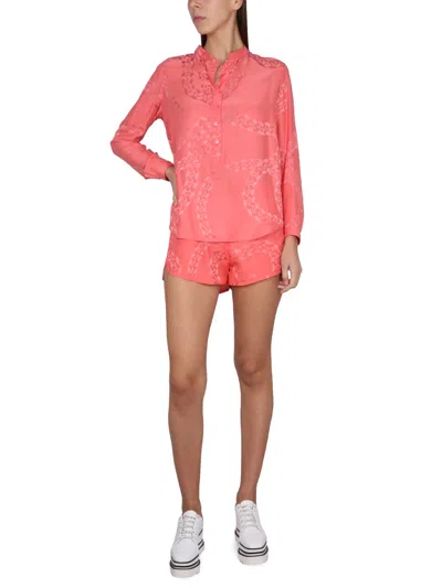 Stella Mccartney Printed Chain Elastic Waistband Shorts In Pink
