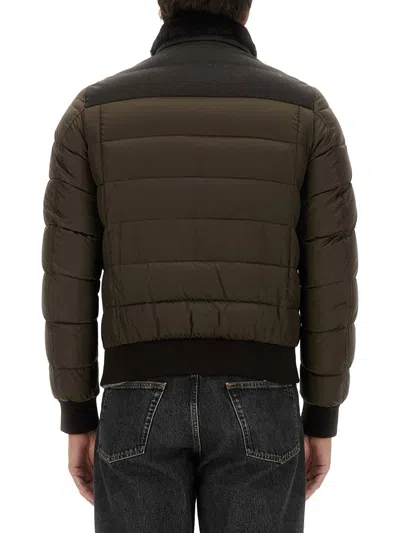 Moorer Quilted High Collar Jacket With Front Pockets In Green