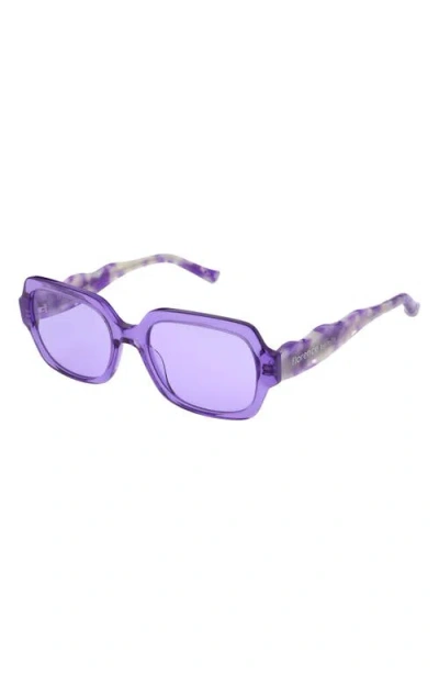 Florence By Mills 55mm Rectangular Sunglasses In Purple