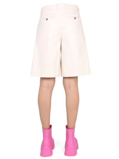 Msgm Faux Leather Bermuda Shorts In White