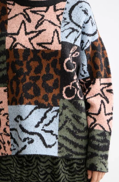 Scotch & Soda Oversize Jacquard Pullover Sweater In Multi