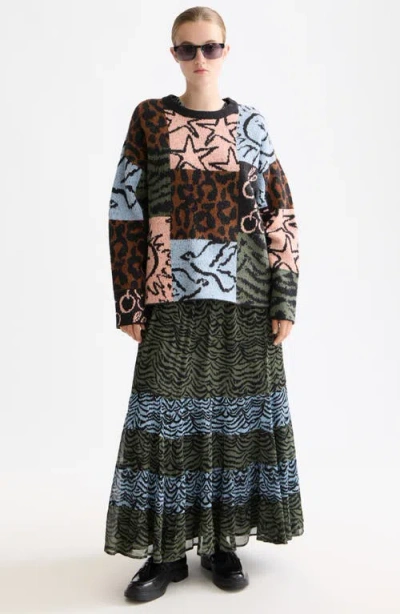 Scotch & Soda Oversize Jacquard Pullover Sweater In Multi