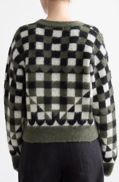 Scotch & Soda Geo Print Crewneck Sweater In Green