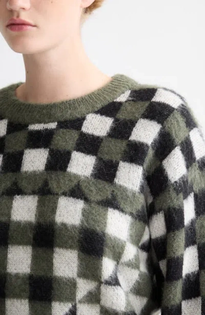 Scotch & Soda Geo Print Crewneck Sweater In Green