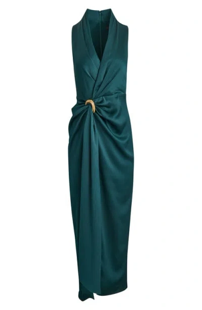 Donna Karan Halter Neck Rouched In Green