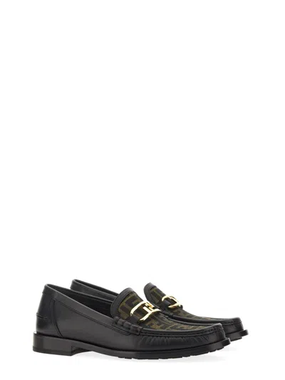 Fendi Men  O' Lock Leather Loafer With Ff Insert In Black