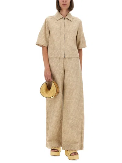 Fendi Jacket Ff Chambray Clothing In Neutral