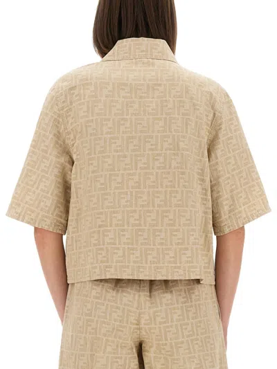 Fendi Jacket Ff Chambray Clothing In Neutral
