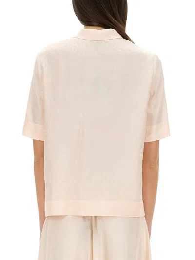 Fendi Jacquard Silk Shirt With Ff Chess Motif In White