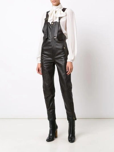 Shop Chloé Leather Biker Dungarees