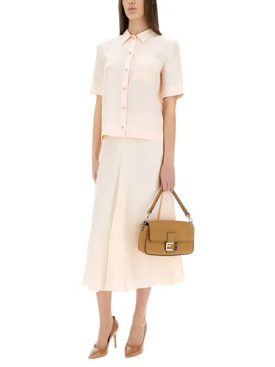 Fendi Light Pink Silk Skirt In Neutral