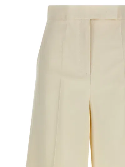 Max Mara Wide Leg High Waist Trousers With Pleated Front In Neutral
