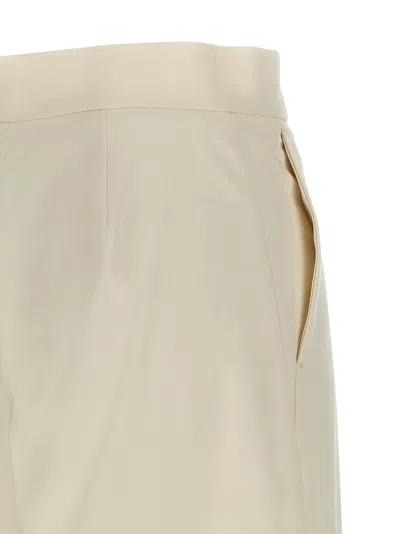 Max Mara Wide Leg High Waist Trousers With Pleated Front In Neutral